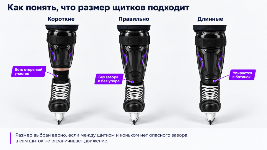 Правильная посадка хоккейных щитков с коньками