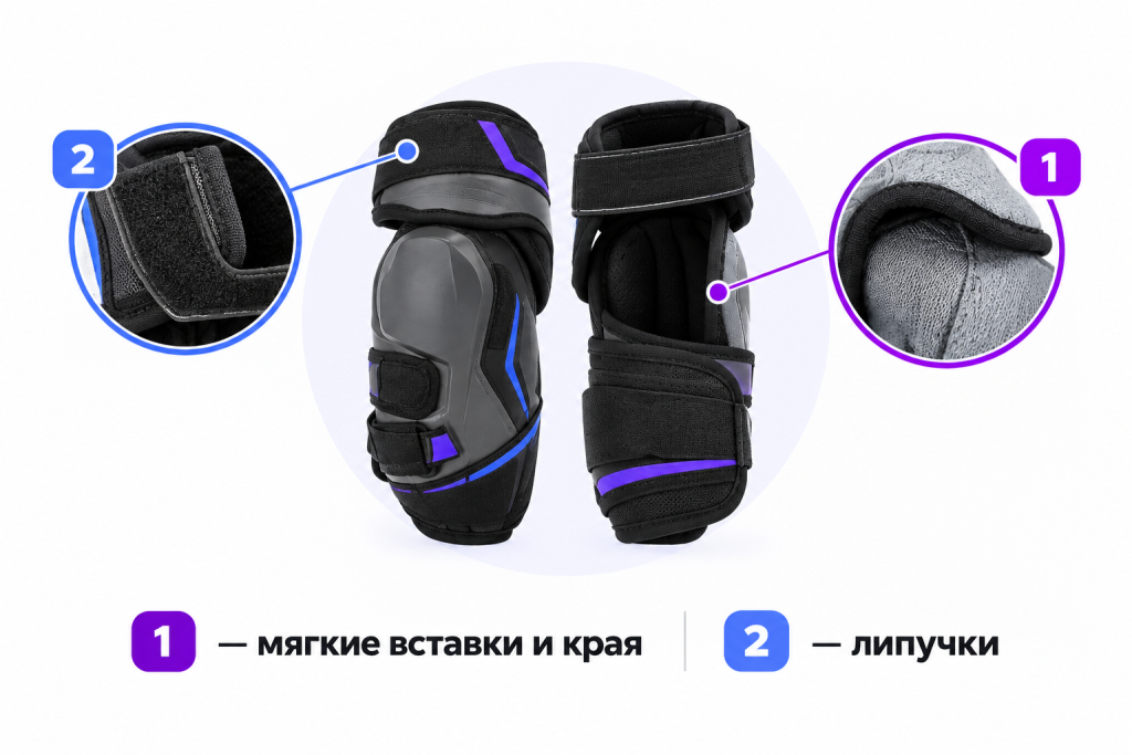 Защитные элементы хоккейного налокотника